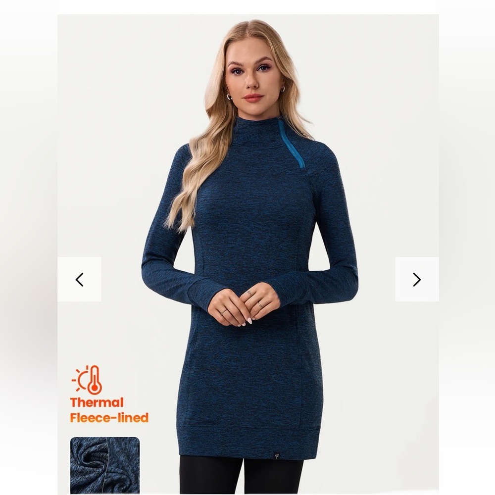 SONEVEN Ladies👩🏻Side-Zip Long-Sleeve Thermal Dress👗w  Pockets Sz XL
